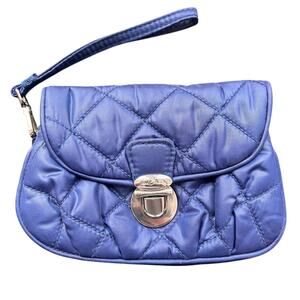 Vera Bradley Quilted Puffy Blue Wallet Wristlet Mini Bag Preppy Twee